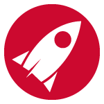 Rocket icon, referring training and launch
