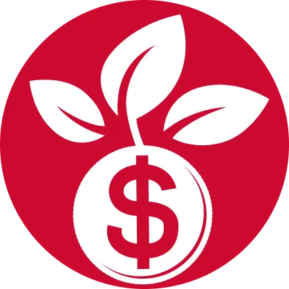 Dollar with plant sprouting icon, referring revenue grow.