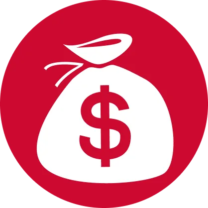 Dollar in a bag icon, referring revenue.